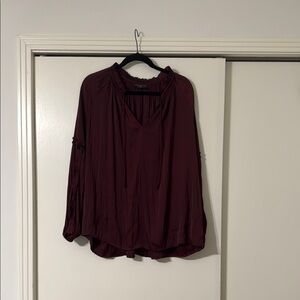 Lane Bryant Red Ruffled 3/4 Sleeve Blouse